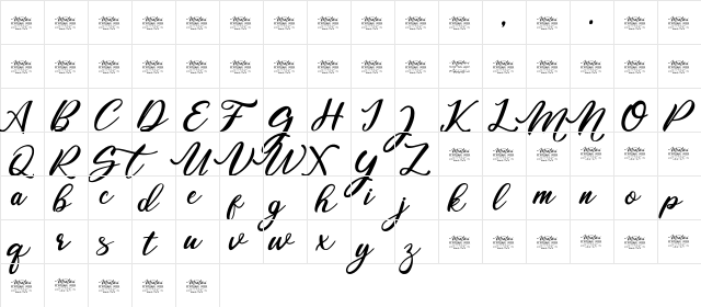 Mentari Demo Regular  glyph index