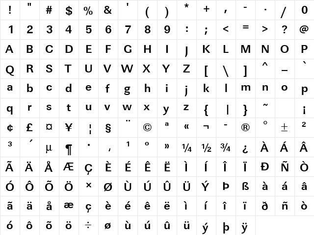 URWLinearT Bold  glyph index