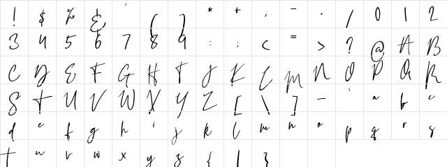 Flower For Rosalline Free Version Regular  glyph index