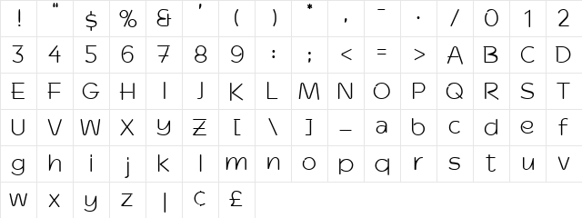 Defney Normal  glyph index