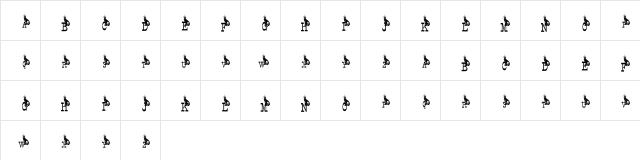 pf_coyote Regular  glyph index