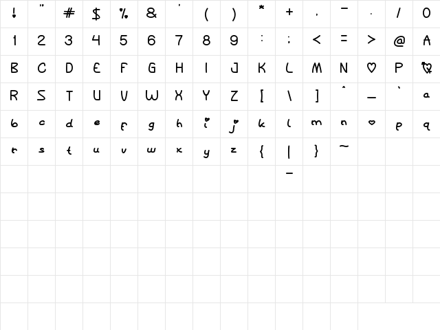 Queen of Love Normal  glyph index