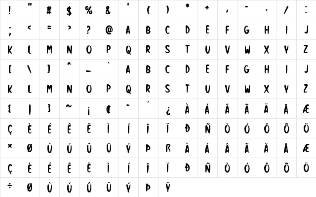 Spooky Haunt Regular  glyph index