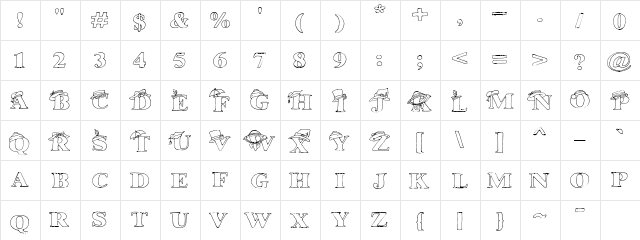 LD Season Hats Regular  glyph index