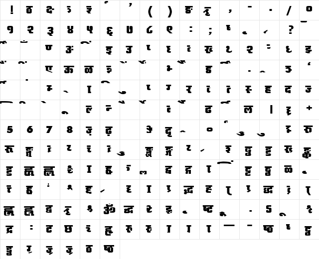 AkrutiDevAkshardharaExtBold Extra Bold  glyph index