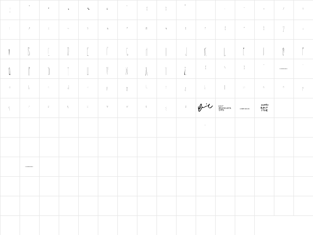 Correy's Regular  glyph index