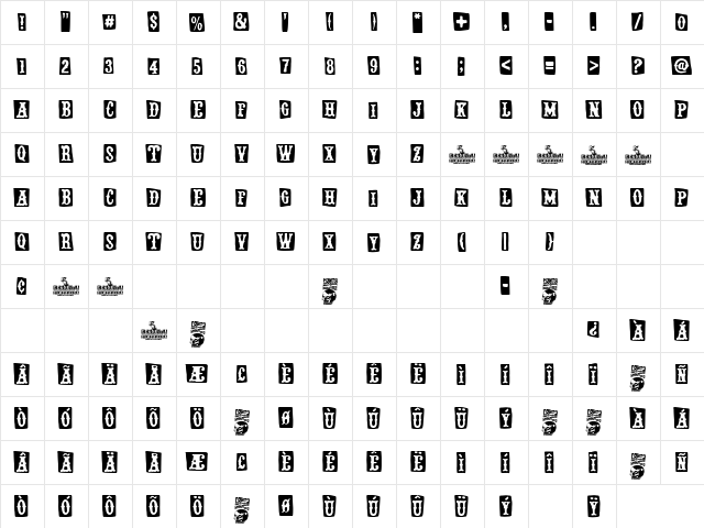 Se֯rita Esmeralda Regular  glyph index