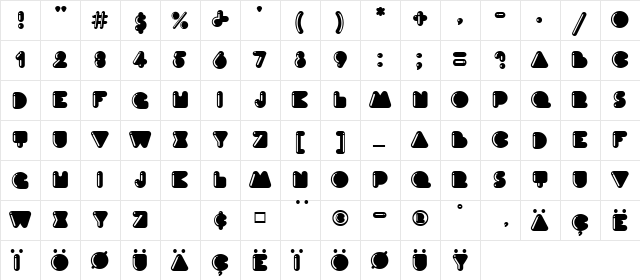 Ink MF Highlight  glyph index