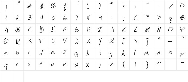 Simkins Regular  glyph index