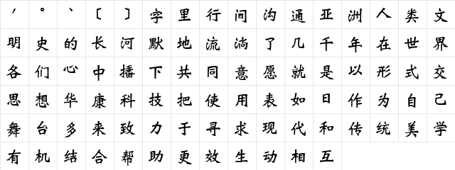 DFWeiBei1BGB Regular  glyph index