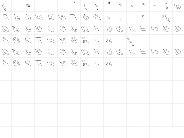 Espheres Hollow Lefty Regular  glyph index
