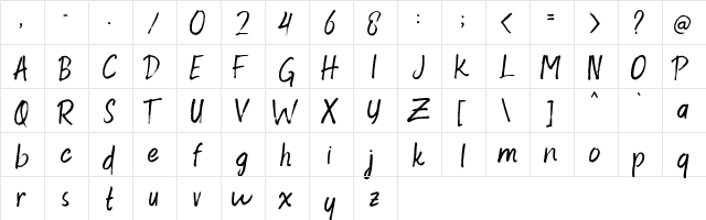 Raventame Free Version Regular  glyph index