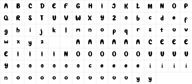 Chamoeflashe Regular  glyph index