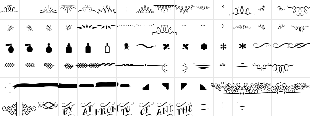 Bergamot Ornaments Regular  glyph index
