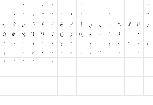 Cemaniey Regular  glyph index