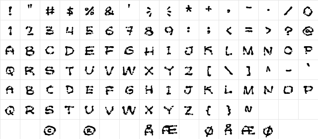 Poft Sarade Regular  glyph index