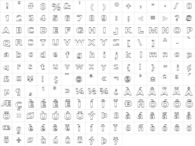 FZ BASIC 55 HOLLOW Normal  glyph index