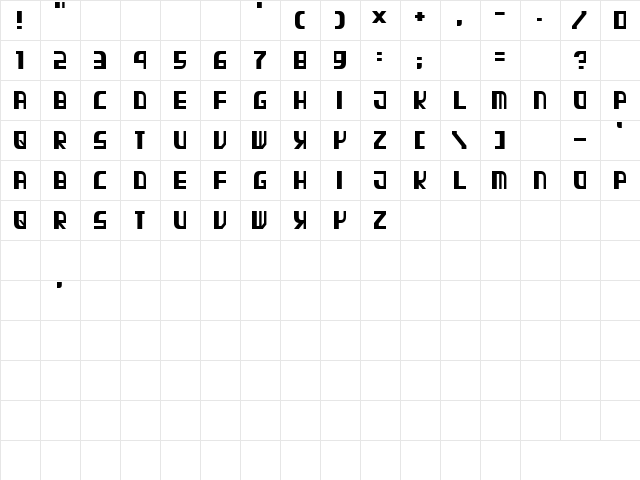 TPF Elephant Regular  glyph index