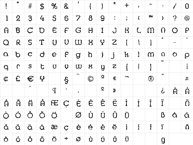 MexicoRandom Regular  glyph index
