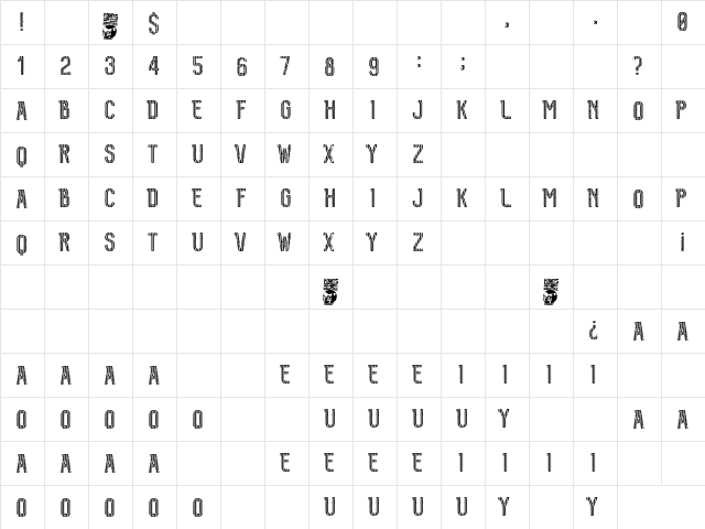 Pandora Regular  glyph index