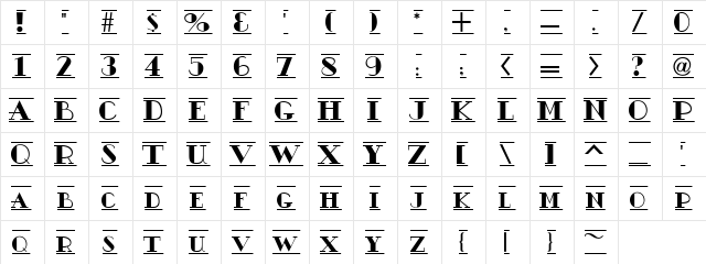 AC2-Banner2 Regular  glyph index