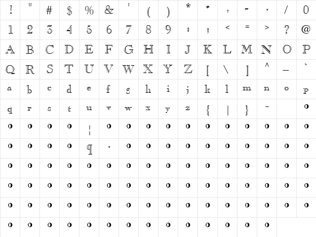 QTCaslanOpen Regular  glyph index