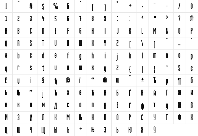 MartenCyr Grotesque  glyph index