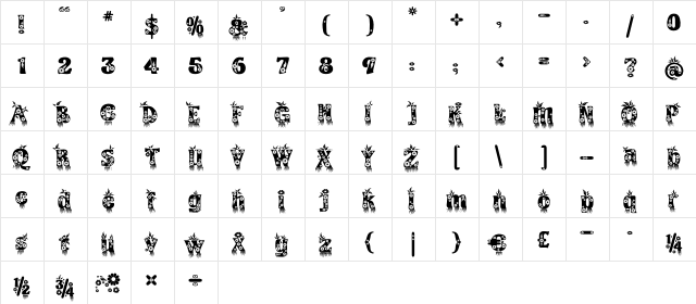 Kingthings Annex Extra Bold  glyph index