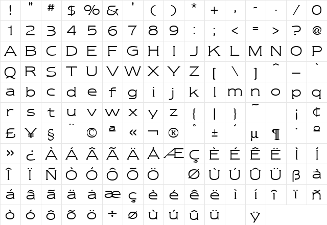 Newtext Light Regular  glyph index