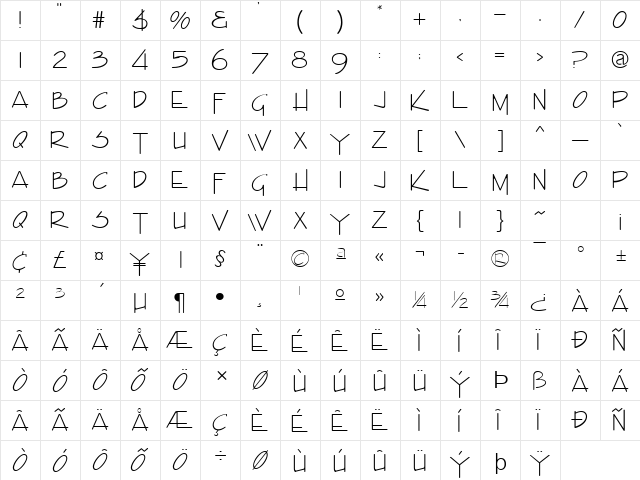 Enview Light Normal  glyph index