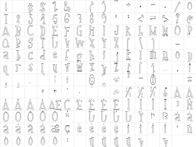 Sallsburgg Regular  glyph index