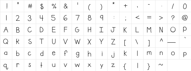 KBFirstGradeGroove Medium  glyph index