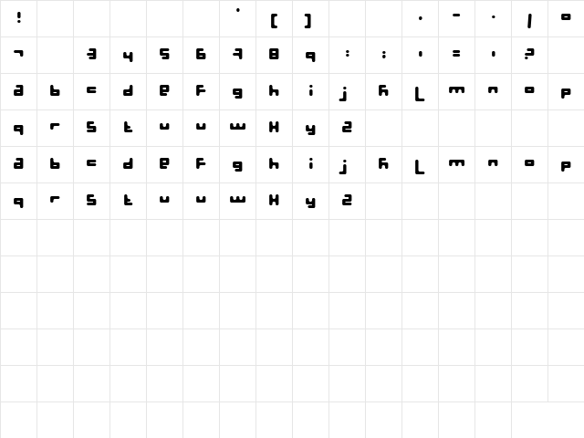 Fluffster Regular  glyph index