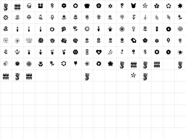 Flower Icons Regular  glyph index
