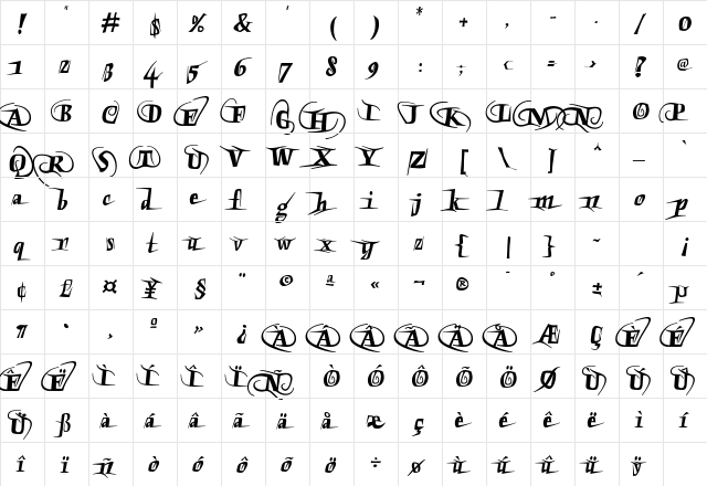 Rondom Regular  glyph index