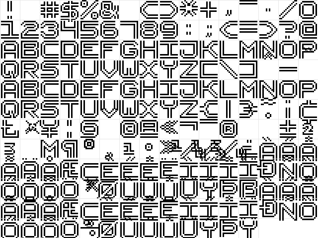 PF Uniform Pro Regular  glyph index
