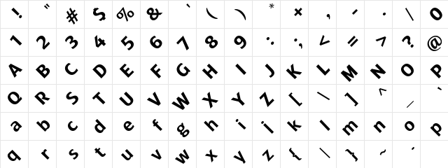 Font315 Regular  glyph index