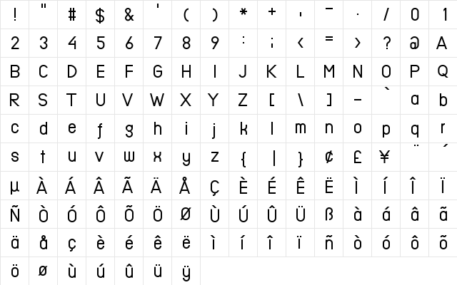 EPF UUL  glyph index