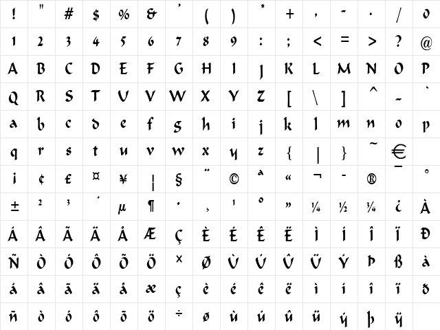 MarlinCondensed Normal  glyph index