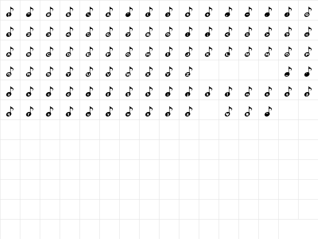 Onpu Regular  glyph index
