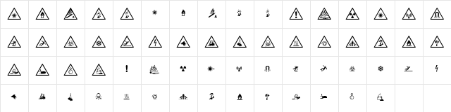 FontsVectorIso7010WarningSign Regular  glyph index