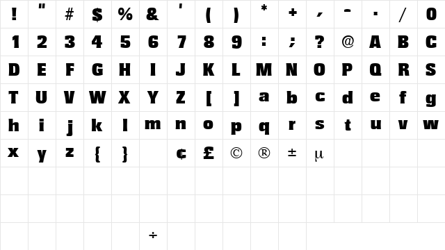 VariatDisplaySSK Regular  glyph index