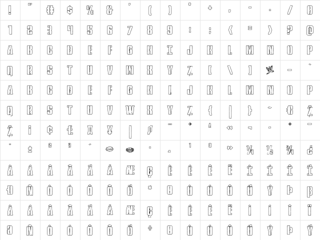 Rumble Tumble Outline Regular  glyph index