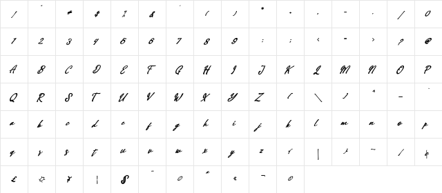Handover Regular  glyph index