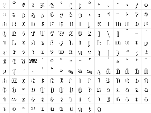 East Market Two NF Regular  glyph index