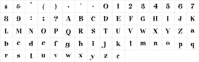 Pixie- Regular  glyph index