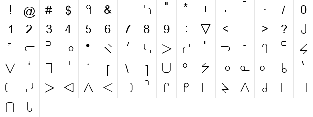 Cree Normal  glyph index