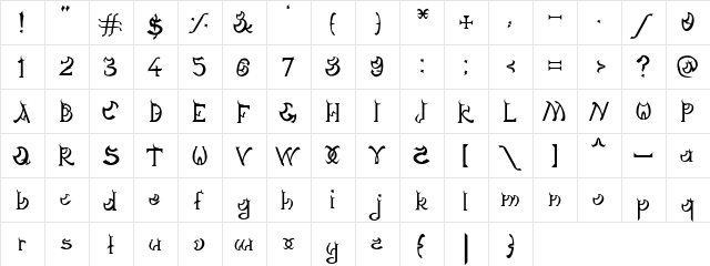 Dagon Gothic Regular  glyph index