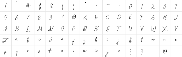 Zumattan Regular  glyph index