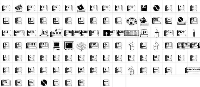 PC Keys Regular  glyph index